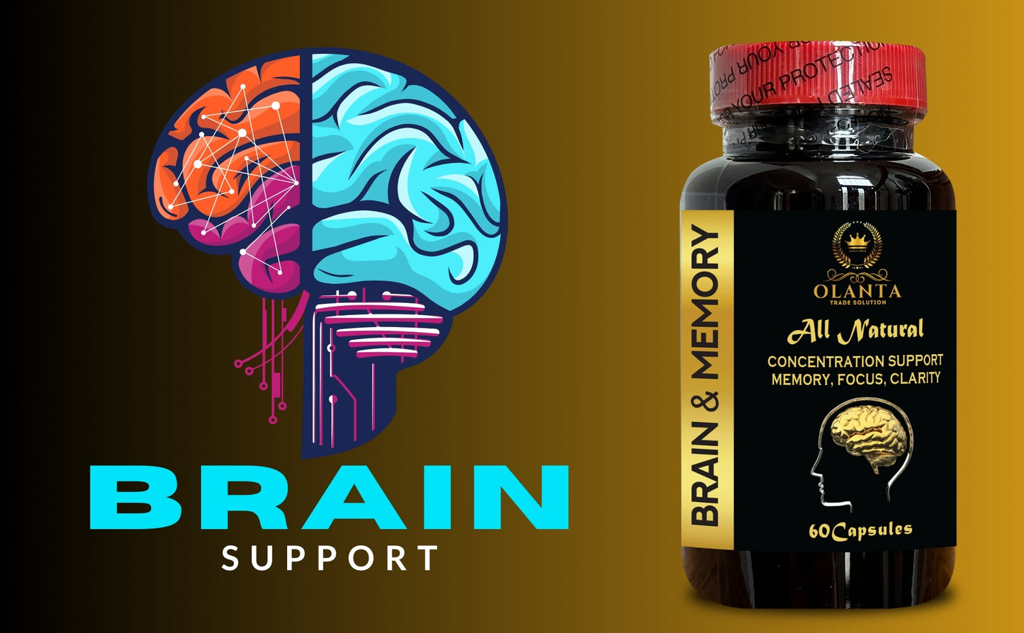 Brain Memory Support Supplement - Focus & Clarity Formula - Natural Nootropic - 60 Capsules