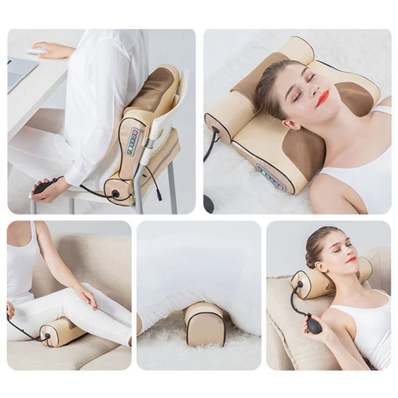 Jinkairui 2 in 1 Newest Upgrade Cervical Traction and Neck Massager Pillow Wormwood Relieve Pain Promote Sleep Solve Insomnia