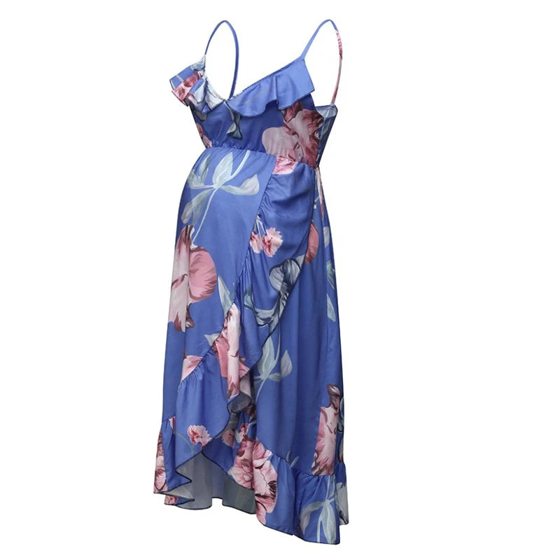 Maternity Dress Ruffled Pregnancy Clothes Print Maternity Clothes Elegant Loose Irregular Maternity Clothes Plus Size Maxi Dress
