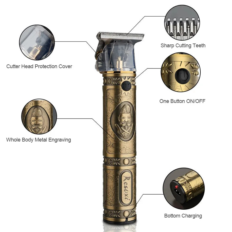 Professional T Bald Head Hair Trimmer Barber Rechargeable Hair Clipper Men Hair Cutting Machine Beard Trimmer 0mm Razor Shaver