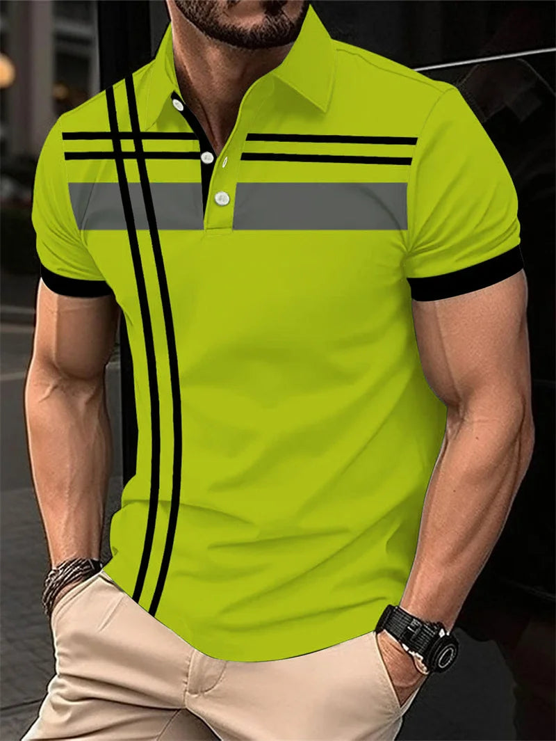 6XL Plus Size Striped Fashion Men's Polos T-Shirts Summer Short Sleeve 3D Printing Street Simple Male POLO T Shirt Casual Tops