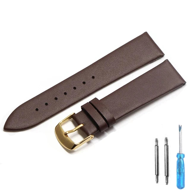 Cowhide watch band genuine leather 18mm 20mm 22mm thin smooth watch strap belt Suitable Suitable for smartwatches