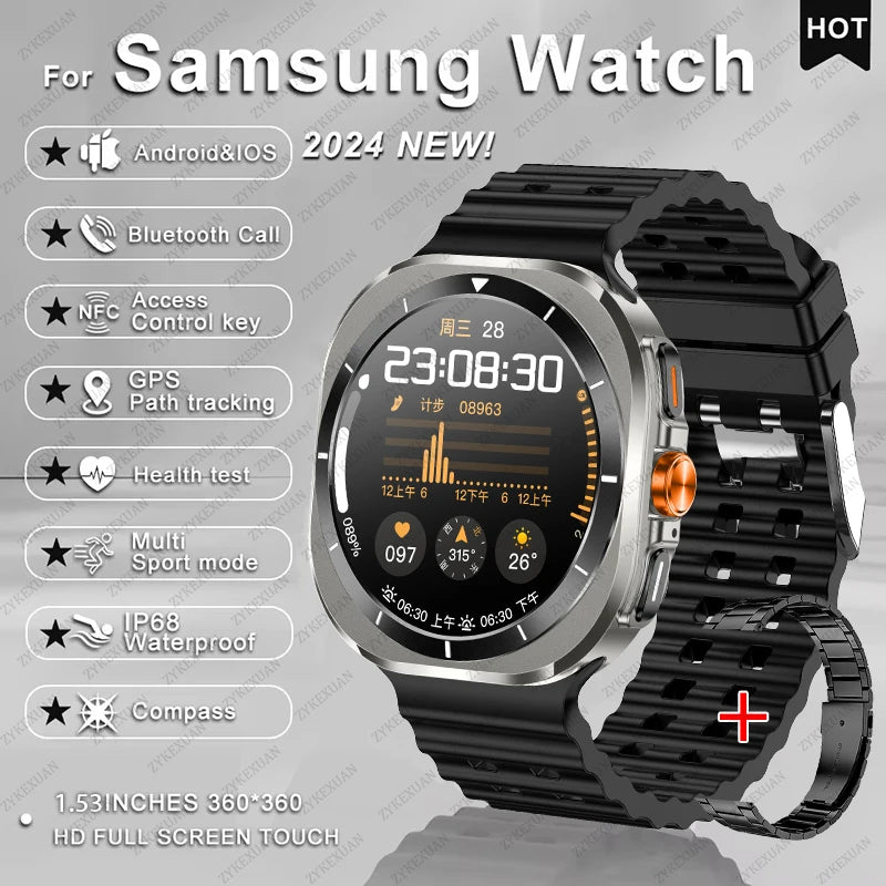 2025 New For Samsung Galaxy Watch 7 Ultra GPS NFC Smart Watch Men 1.43 " AMOLED Always Display IP68 BT Call Sports Smartwatches