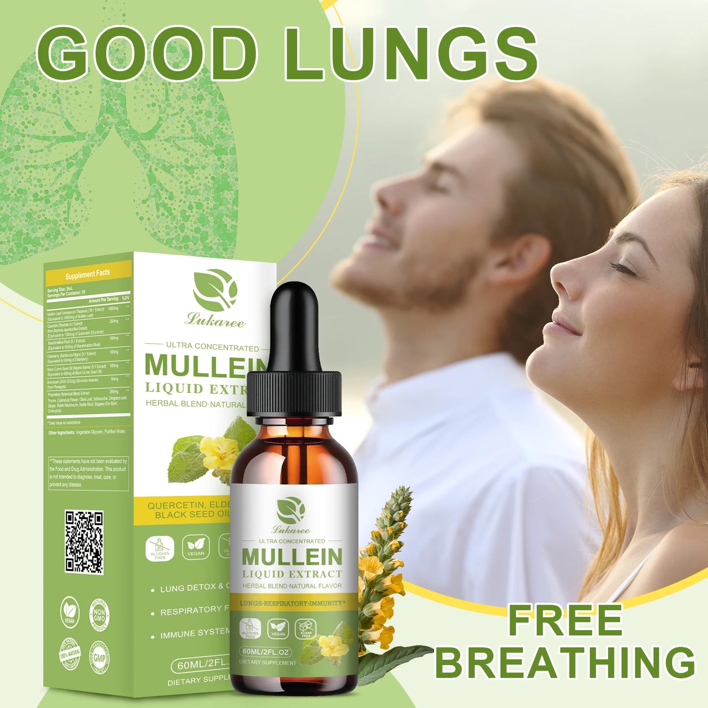 Mullein Drops for Lungs - Mullein Leaf Extract Supplement - Lung & Bronchial Cleanse - Respiratory Health Support