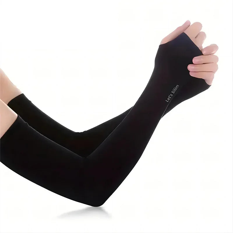 1 Pair Ice Silk Arm Covers Sun Protection Unisex Elbow Cover Outdoor Cycling Running Fishing Driving Cool Anti-UV Arm Sleeves