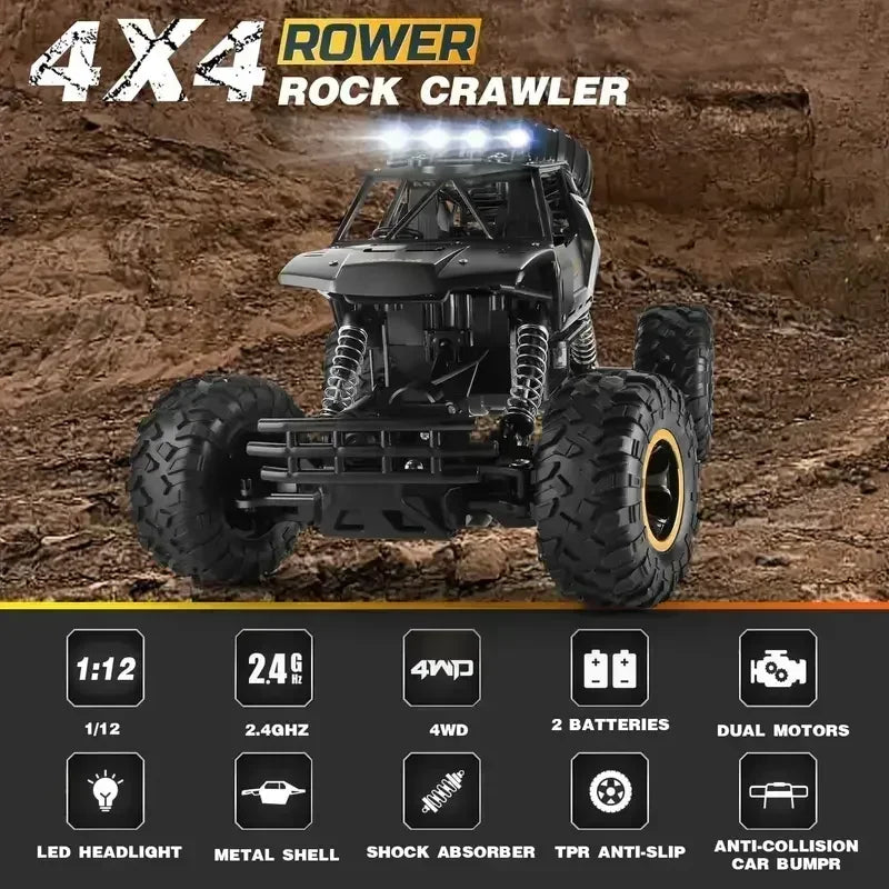 New 4WD RC Off-Road Car 1:12/1:16 Remote Control Car Electric RC Buggy Car With Led Light Radio 2.4G Truck Model Kids Toys Gifts