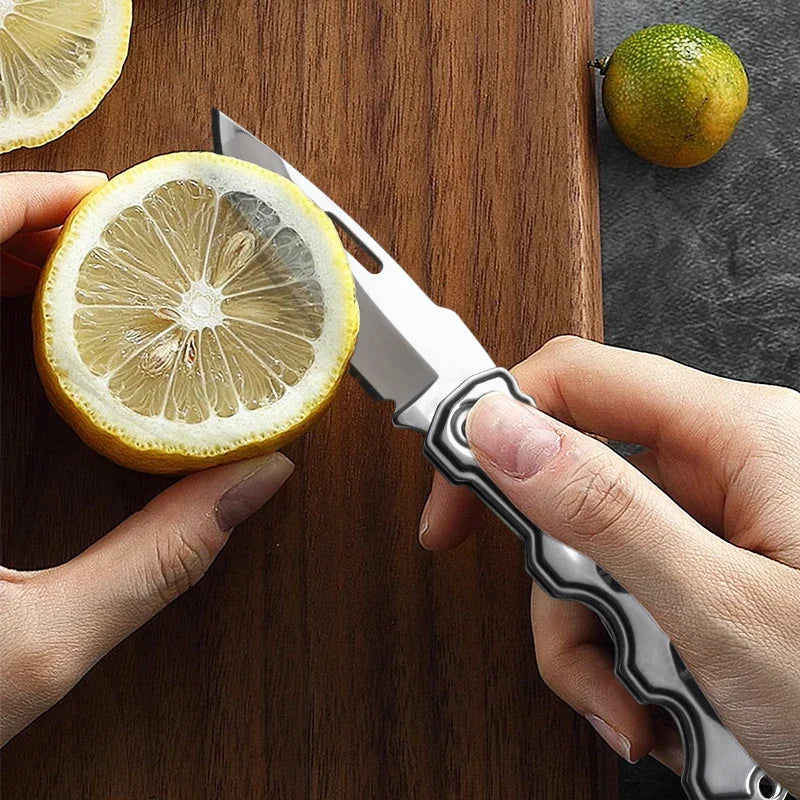 Portable Folding Knife Keychain Fruit Cutter Multipurpose Pocket Knife Utility Knives Stainless Steel Knife Kitchen Accessories