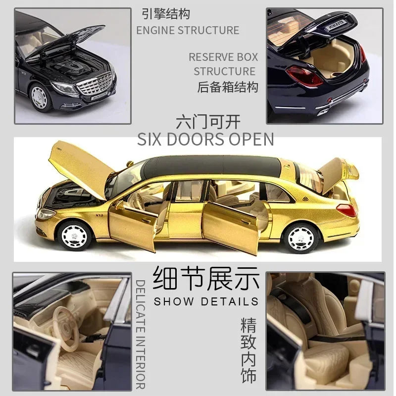 1:32 Mercedes-Benz Maybach S650 Alloy Car Model Children Toy Car Six-Door Extended Version Simulation Car Collection Gift A85