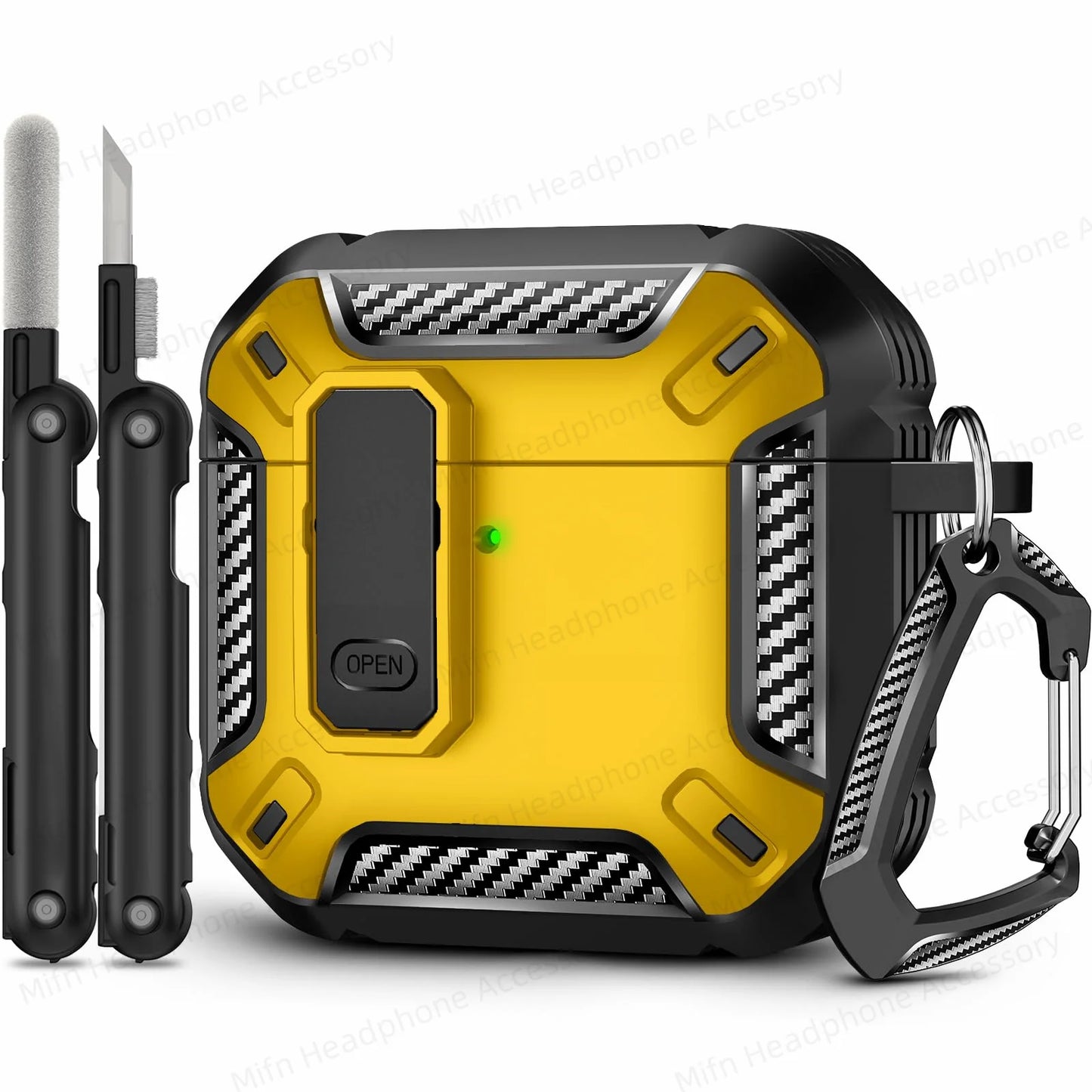 for New AirPods 4 Case with Secure Lock Case Drop Protection Cover with Cleaner Keychain For Airpods 4th Generation 2024 Headset