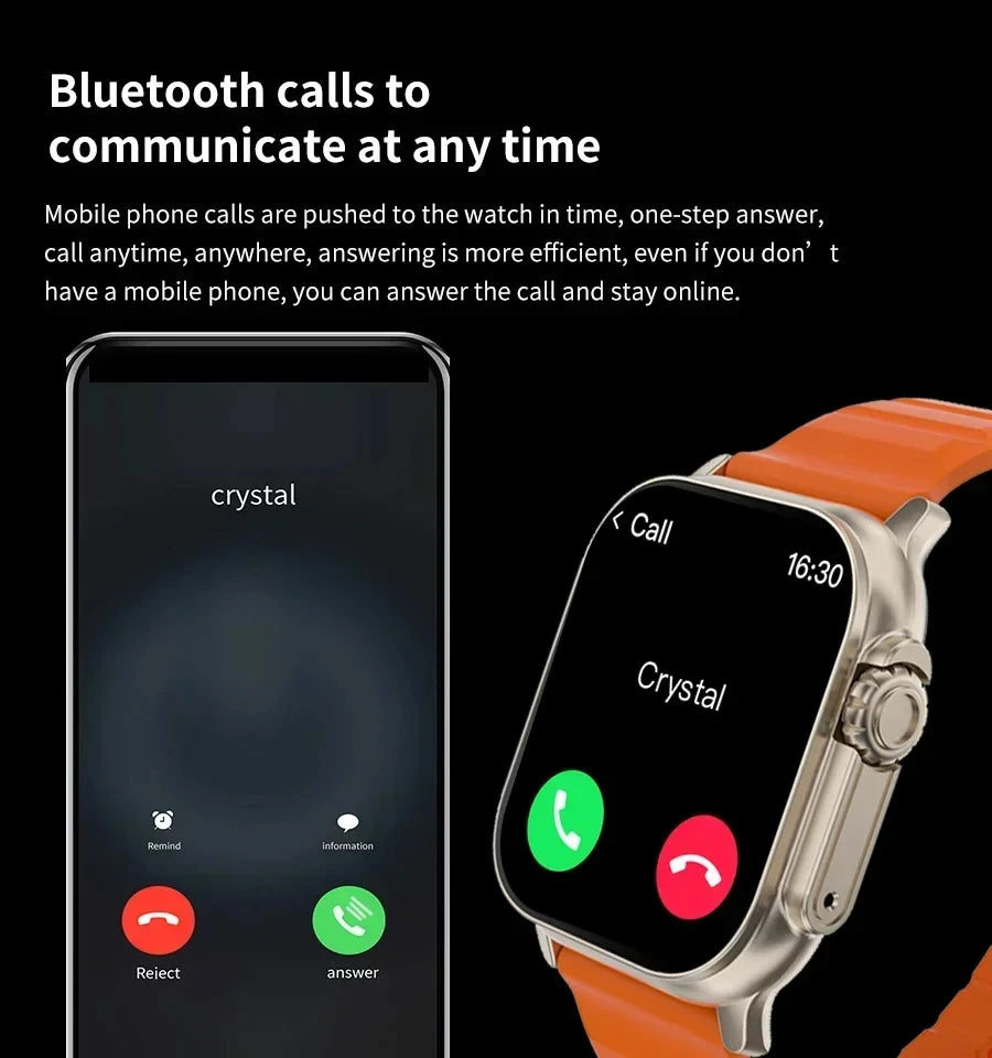 LAXASFIT New Watch T800 U2 Smart Watch 2025 Mens Womens Tracking Bluetooth Talk BT Music Wireless Charging Smart Watch