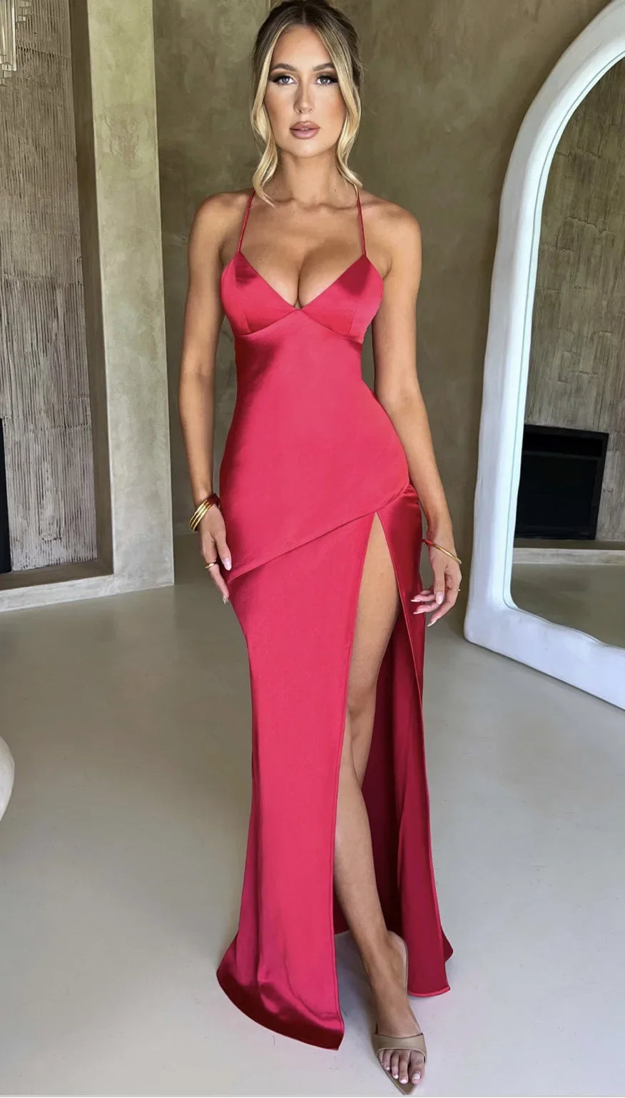 Women Dress for Wedding Party Club Fashion Female Clothing Sexy Camisole Long Dress Summer Beach Elegant Pullover Midi Dress
