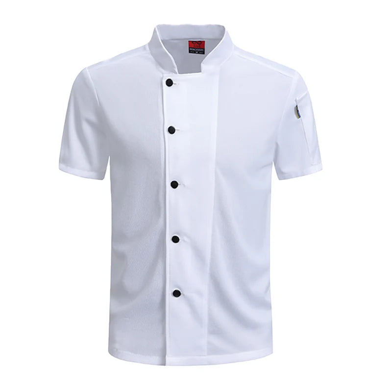 360°Breathable Restaurant Outfit Kitchen Work Shirt Men's and Women's Short Sleeved Chef Jacket Food Service Cooking Uniform