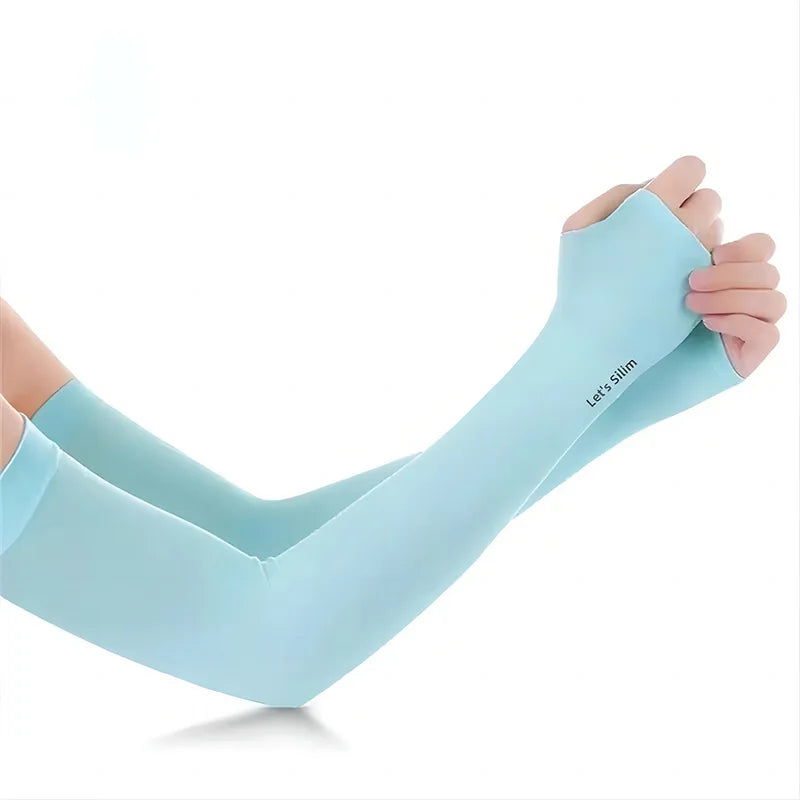 1 Pair Ice Silk Arm Covers Sun Protection Unisex Elbow Cover Outdoor Cycling Running Fishing Driving Cool Anti-UV Arm Sleeves