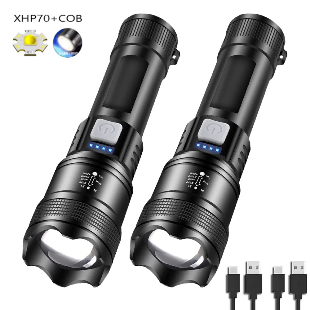Portable Rechargeable LED Flashlights High Power Military Tactical Flashlight With Sidelight Torch Outdoor Camping Fishing Lamp