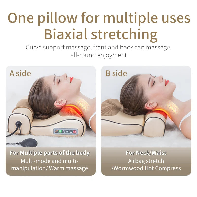 Jinkairui 2 in 1 Newest Upgrade Cervical Traction and Neck Massager Pillow Wormwood Relieve Pain Promote Sleep Solve Insomnia