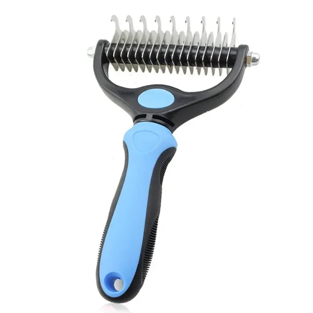 2-Side Dematting Tool for Dogs & Cats Pets Grooming Brush Double Sided Shedding and Dematting Undercoat Rake Hair Removal Co Dog