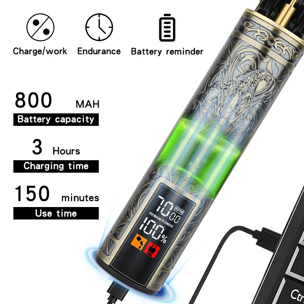 HIENA T9 hair clipper Professional barber Hair cutting Electric trimmer led display strong Power Dragon buddha hair Clippers