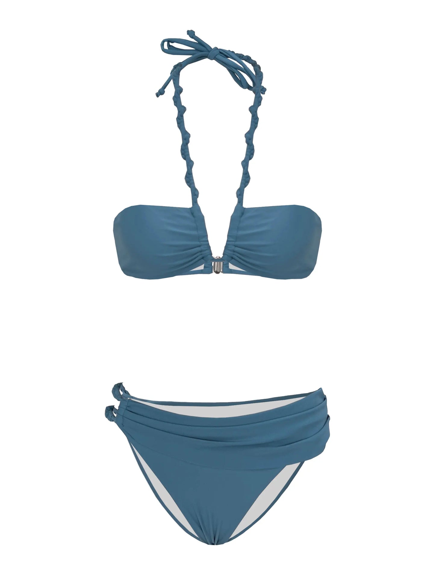 2025 New Sexy Burgundy Bikini Set with Gold Detail- Bandeau Top with High-Cut Bottoms, Perfect for Summer Beach and Pool Parties