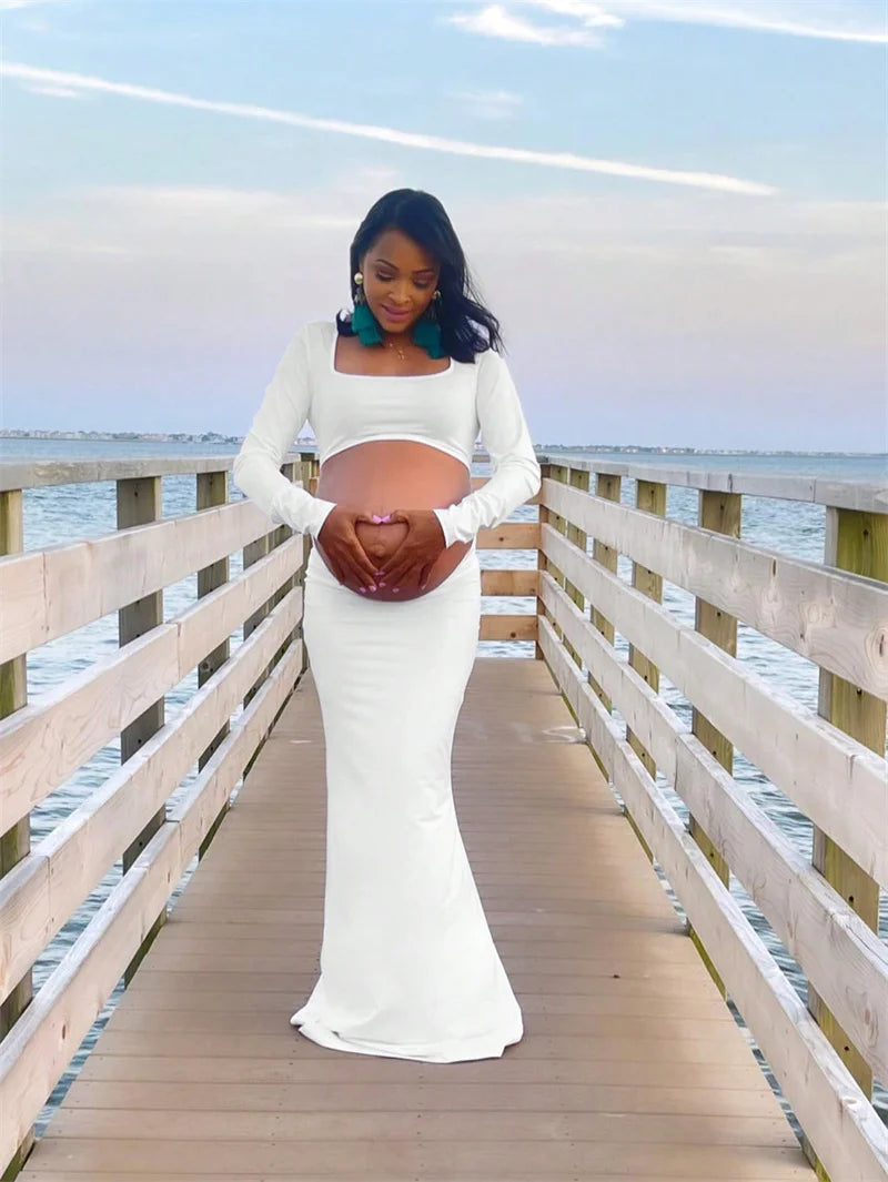 Maternity Dresses Photoshoot Clothing Stretch Sexy Dress Pregnant Women's Photography Props Fishtail Skirt Floor Length Skirt