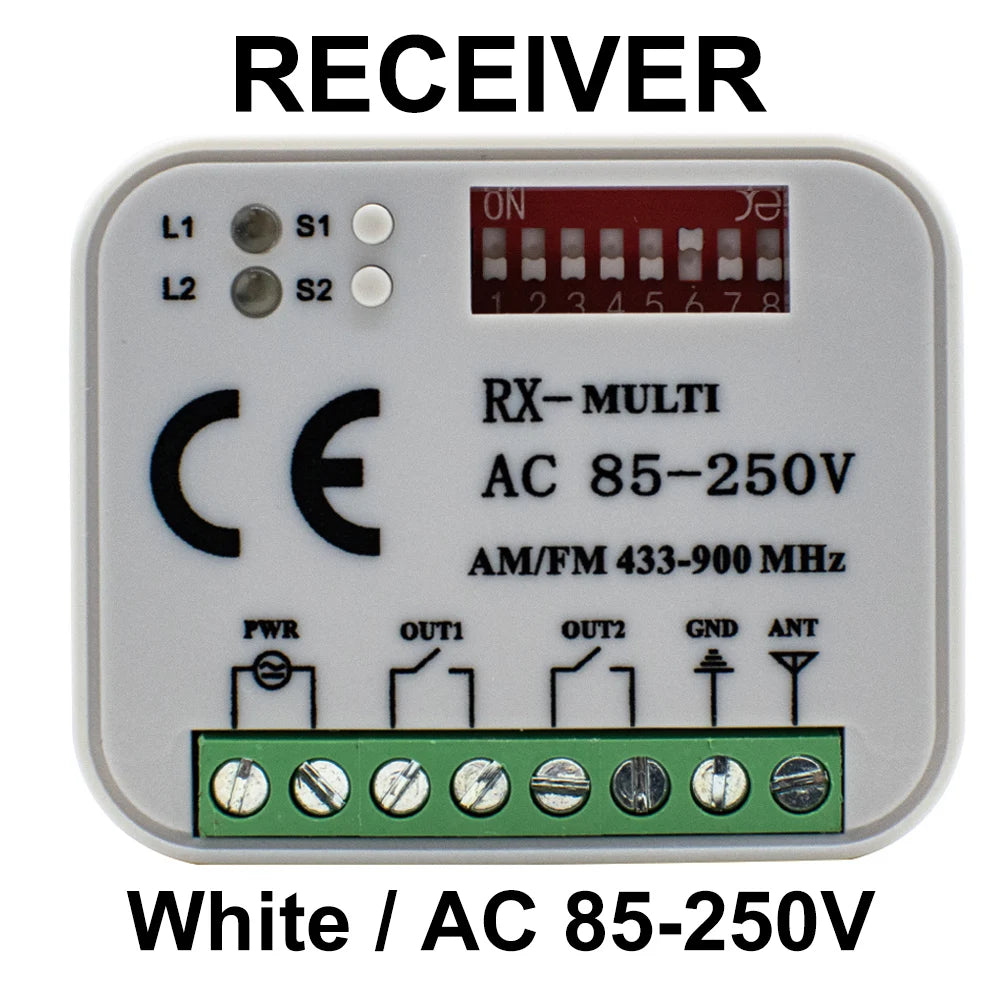 Rx Multi 433 a 900 Mhz RF Door Receiver Gate Garage Module 12V 24V 110V 220V 230V Controller for Fixed Rolling Code 433.92mhz