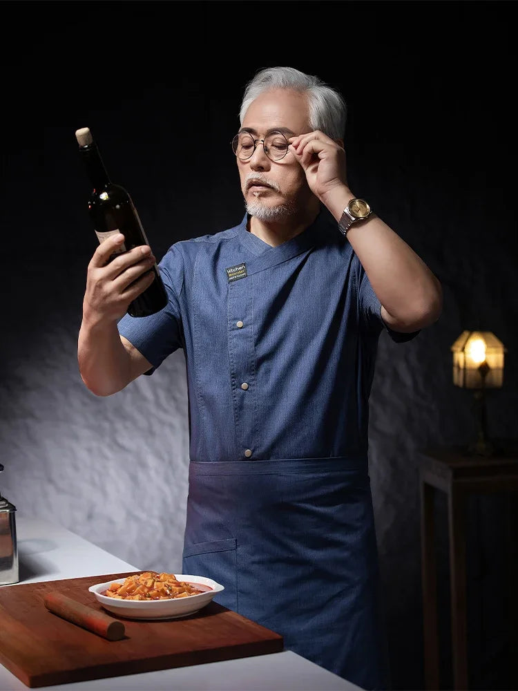 Men Head Chef Food service Kitchen Cooking Costume Pizzaiolo Cook Uniform Restaurant Chef's Jackets Bakery Cafe Working Clothes