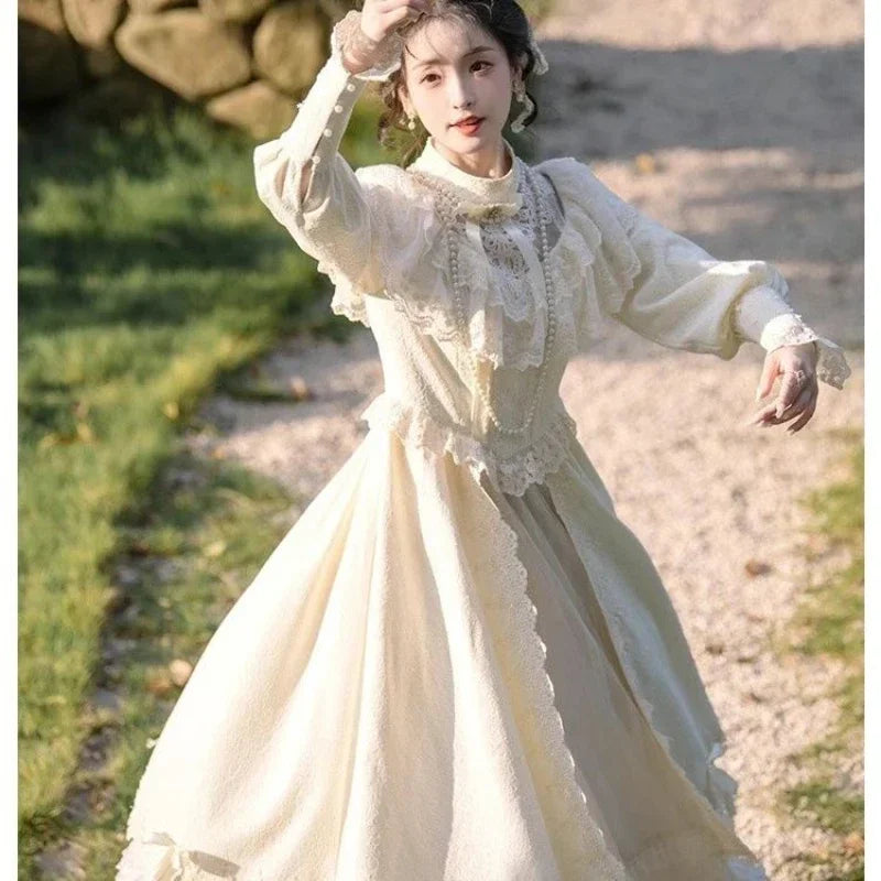 Coalfell French Hepburn Style White Lace Dress Female Spring 2024 New Birthday Dress Elegant Long Dress Women's Clothing