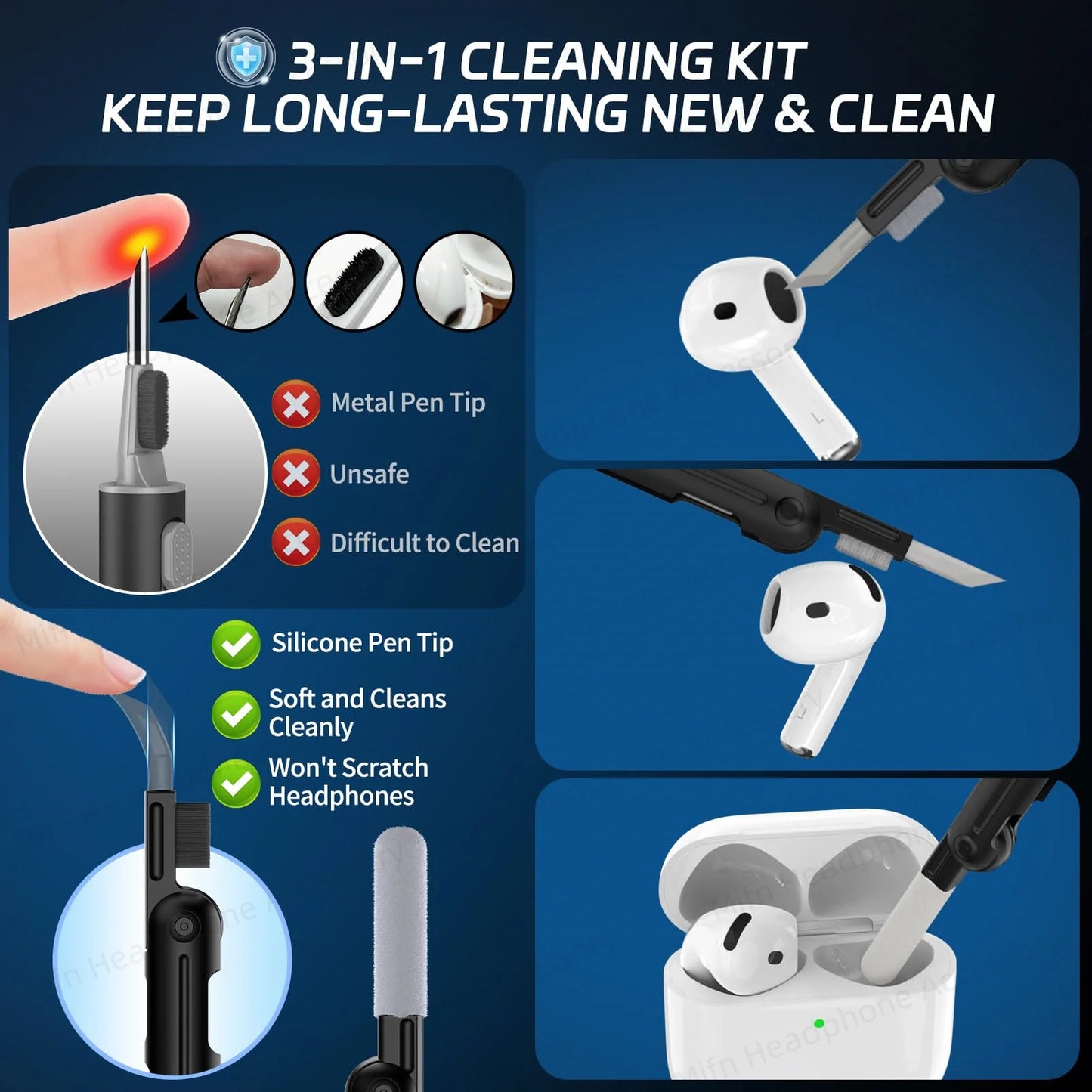 for New AirPods 4 Case with Secure Lock Case Drop Protection Cover with Cleaner Keychain For Airpods 4th Generation 2024 Headset