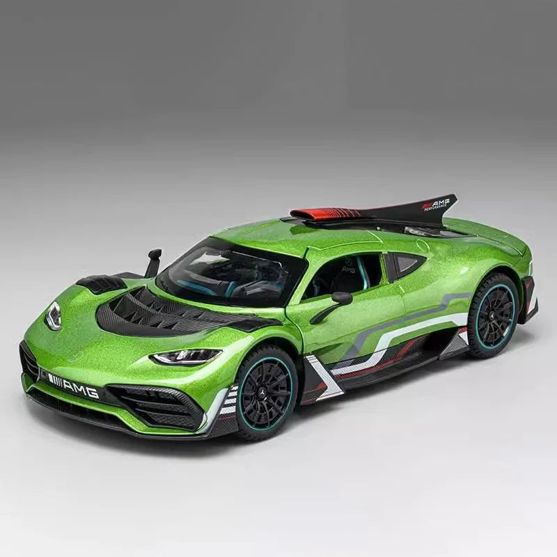 Scale 1:24 AMG ONE Sports Car Model Toy Modified Metal Diecast Free Wheeling Vehicles Simulation Sound & Light Gift for Children