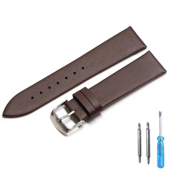 Cowhide watch band genuine leather 18mm 20mm 22mm thin smooth watch strap belt Suitable Suitable for smartwatches