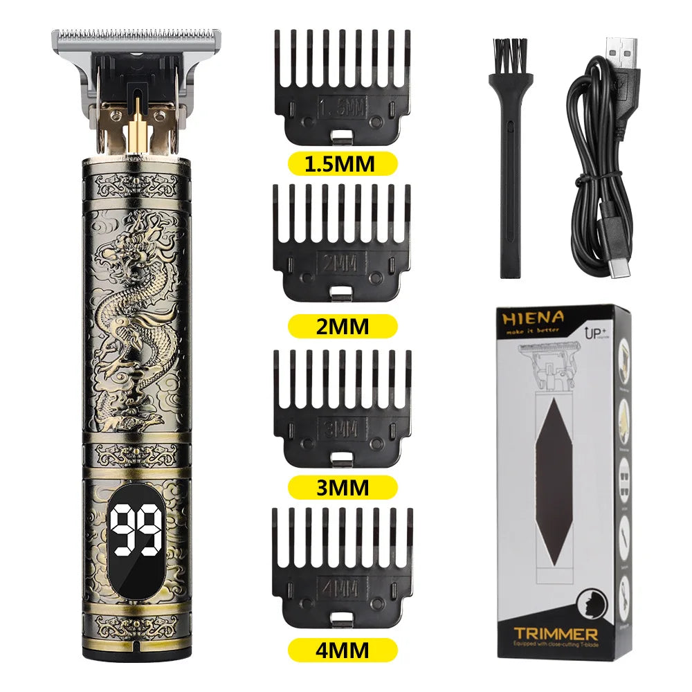 HIENA T9 hair clipper Professional barber Hair cutting Electric trimmer led display strong Power Dragon buddha hair Clippers