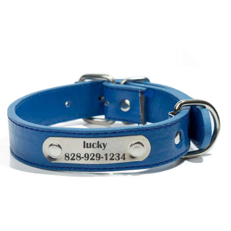 Personalized Dog Collar Custom PU Leather Dog Collar For Small Medium Large Dogs Cats Free Engraved Name ID Tag Pet Dog Collars