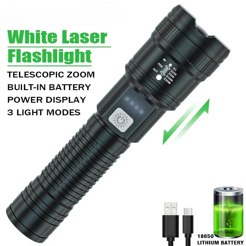 Portable Rechargeable LED Flashlights High Power Military Tactical Flashlight With Sidelight Torch Outdoor Camping Fishing Lamp