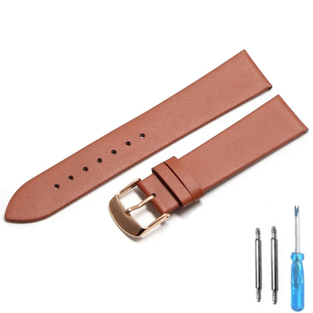 Cowhide watch band genuine leather 18mm 20mm 22mm thin smooth watch strap belt Suitable Suitable for smartwatches