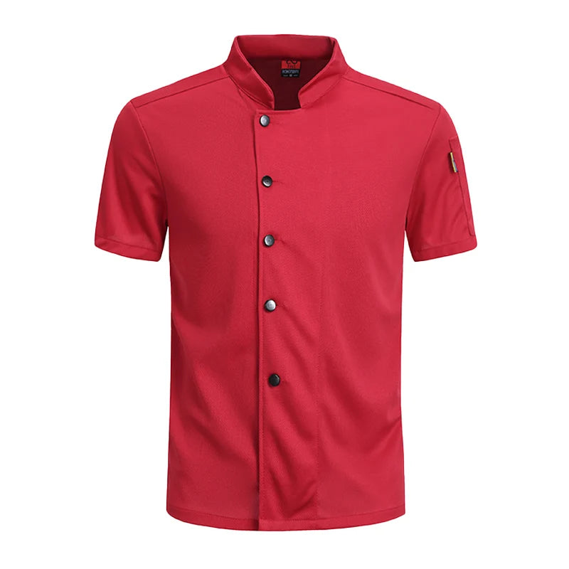 360°Breathable Restaurant Outfit Kitchen Work Shirt Men's and Women's Short Sleeved Chef Jacket Food Service Cooking Uniform