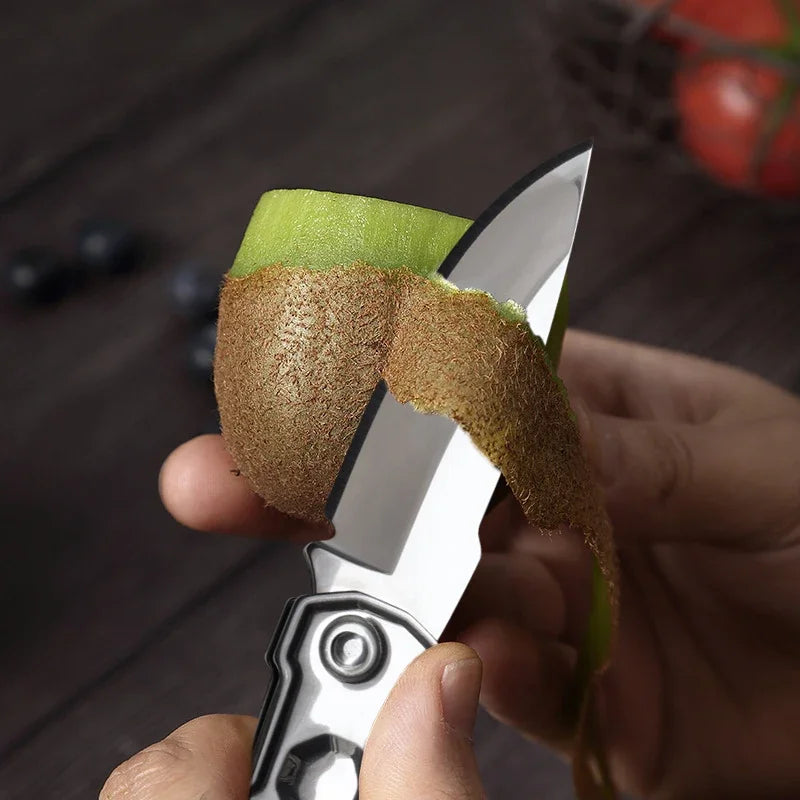 Portable Folding Knife Keychain Fruit Cutter Multipurpose Pocket Knife Utility Knives Stainless Steel Knife Kitchen Accessories