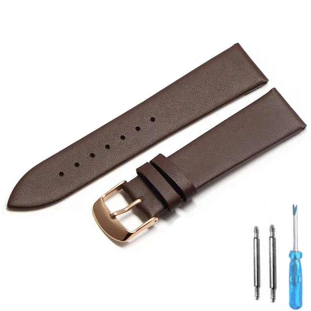Cowhide watch band genuine leather 18mm 20mm 22mm thin smooth watch strap belt Suitable Suitable for smartwatches