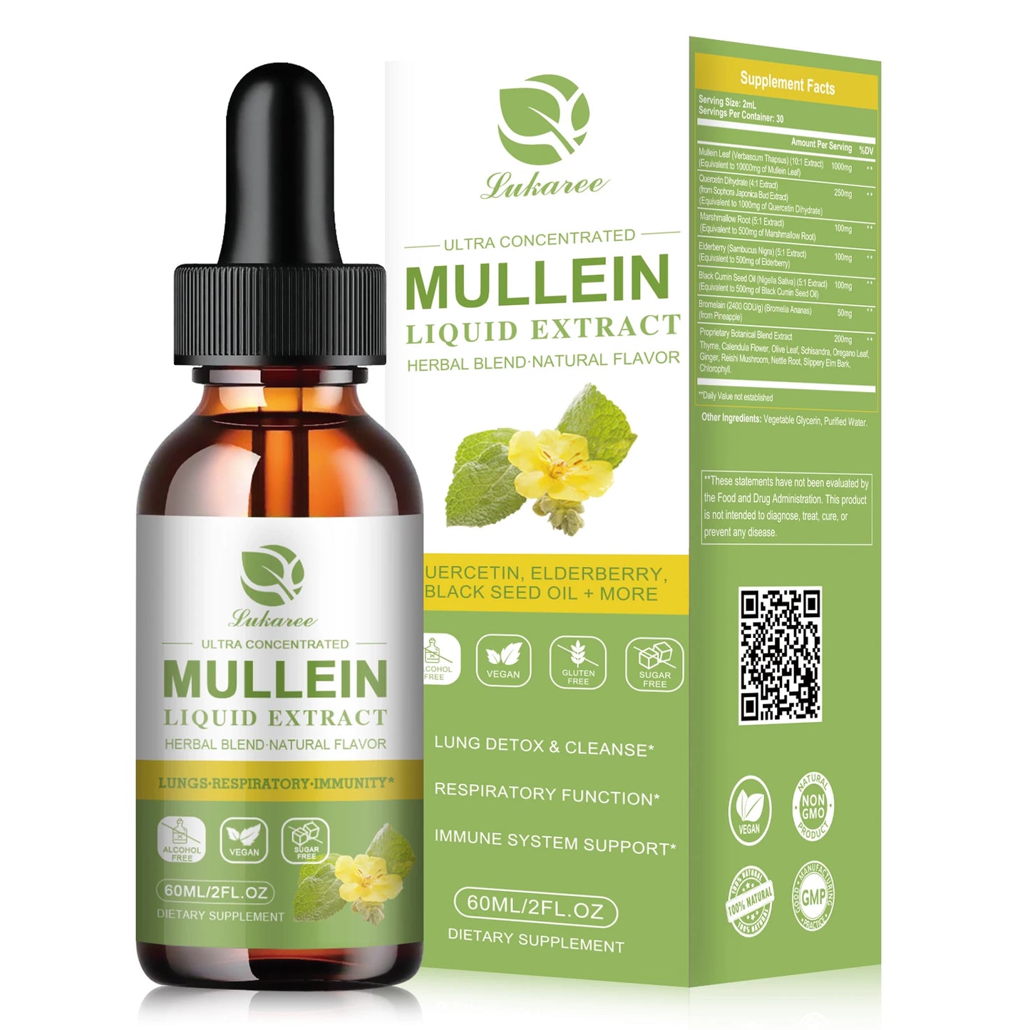 Mullein Drops for Lungs - Mullein Leaf Extract Supplement - Lung & Bronchial Cleanse - Respiratory Health Support