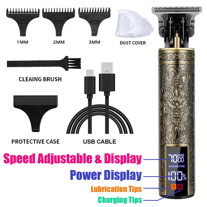 Electric Rechargeable Hair Shaver T9 Vintage Hair Cutting Machine Hair Trimmer Hair Clipper for Men Hair Clipper Beard Shave