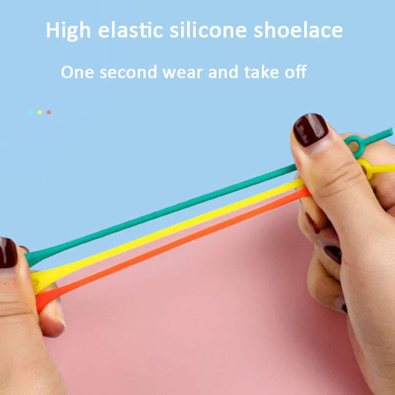 12pcs Laceless Silicone Elastic Laces Rubber No Wash Laces Adult Kids Lazy Lace Free Laces One Size Versatile Fits Most Shoes