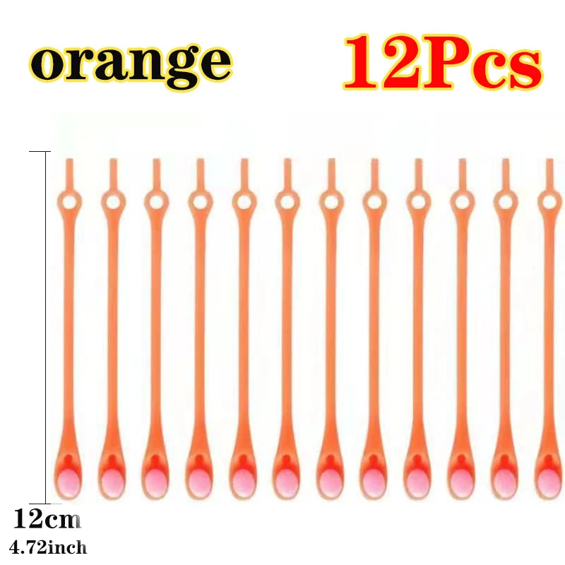 12pcs Laceless Silicone Elastic Laces Rubber No Wash Laces Adult Kids Lazy Lace Free Laces One Size Versatile Fits Most Shoes