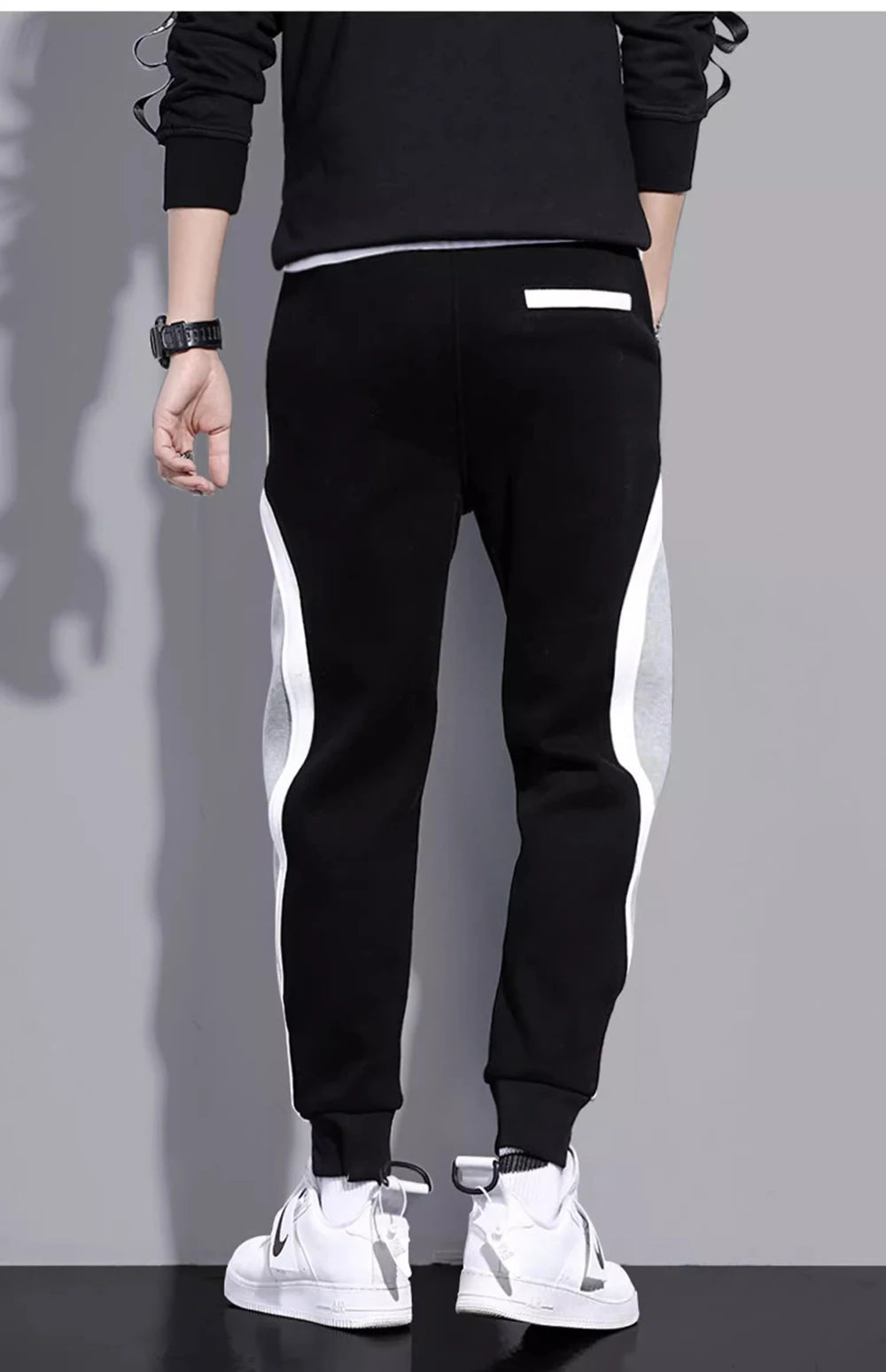 2024 Splicing Men's Pants Spring Autumn Wide Loose Casual Pants Patchwork Sports Elastic Rope Fashion Tie-foot Male Trousers