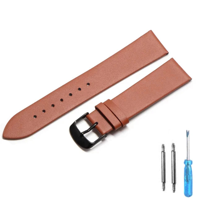 Cowhide watch band genuine leather 18mm 20mm 22mm thin smooth watch strap belt Suitable Suitable for smartwatches