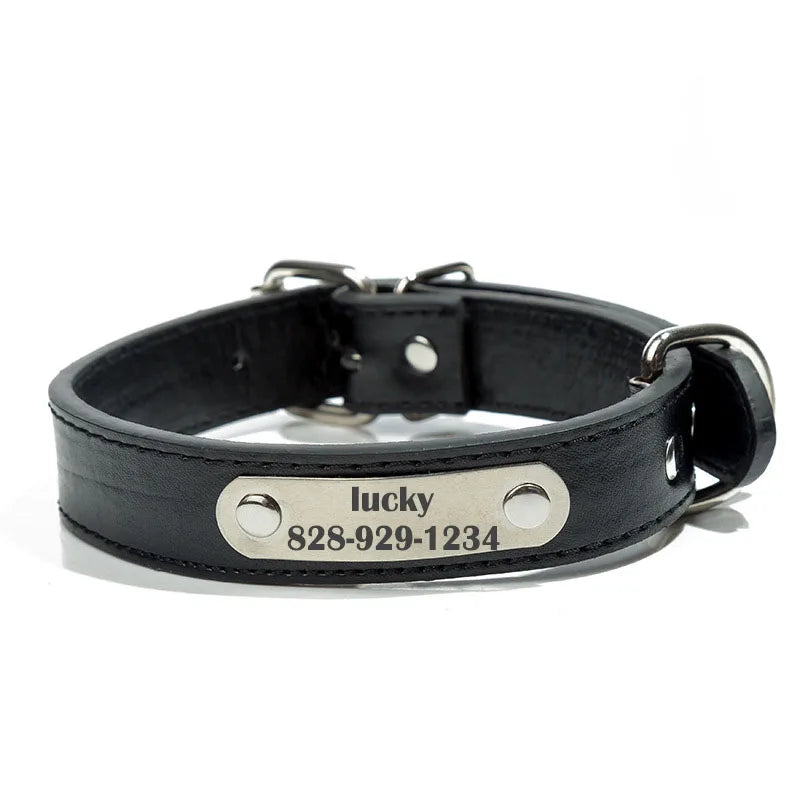 Personalized Dog Collar Custom PU Leather Dog Collar For Small Medium Large Dogs Cats Free Engraved Name ID Tag Pet Dog Collars