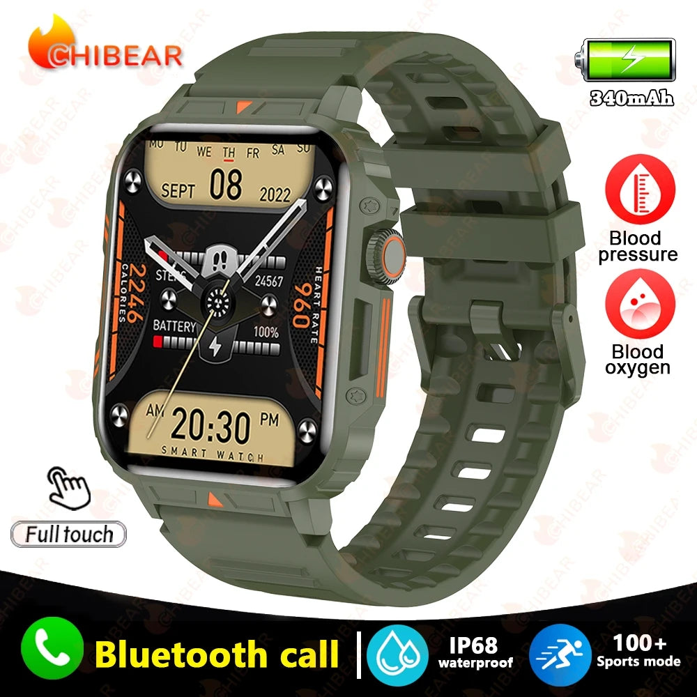 Military Outdoor GPS Sports Smart Watch Men 1.95 inch Heart Rate Blood Oxygen Bluetooth Call SmartWatches Men's For Android IOS