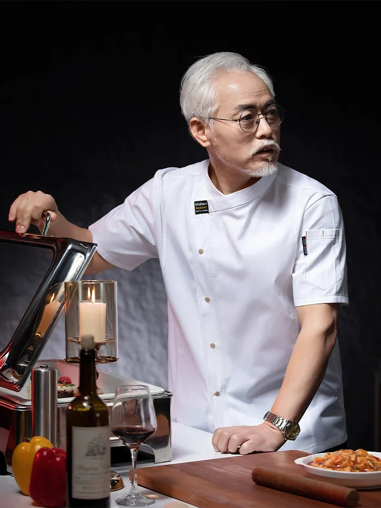 Men Head Chef Food service Kitchen Cooking Costume Pizzaiolo Cook Uniform Restaurant Chef's Jackets Bakery Cafe Working Clothes