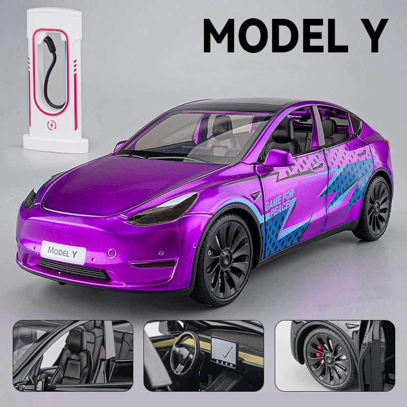 1:24 Model 3 Model Y S SUV Alloy Car Model Diecast Metal Toy Vehicles Car Model Simulation Sound and Light Collection Kids Gifts