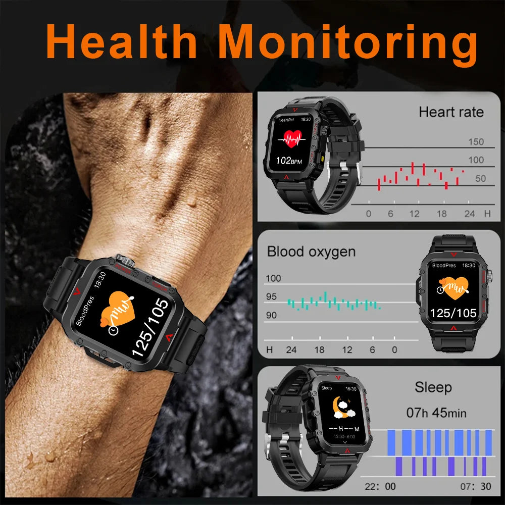 Outdoor Smartwatches For Huawei Xiaomi Connect Phone Men Flashlight Weather Distance Message Sport Tracker Bluetooth Smart Watch