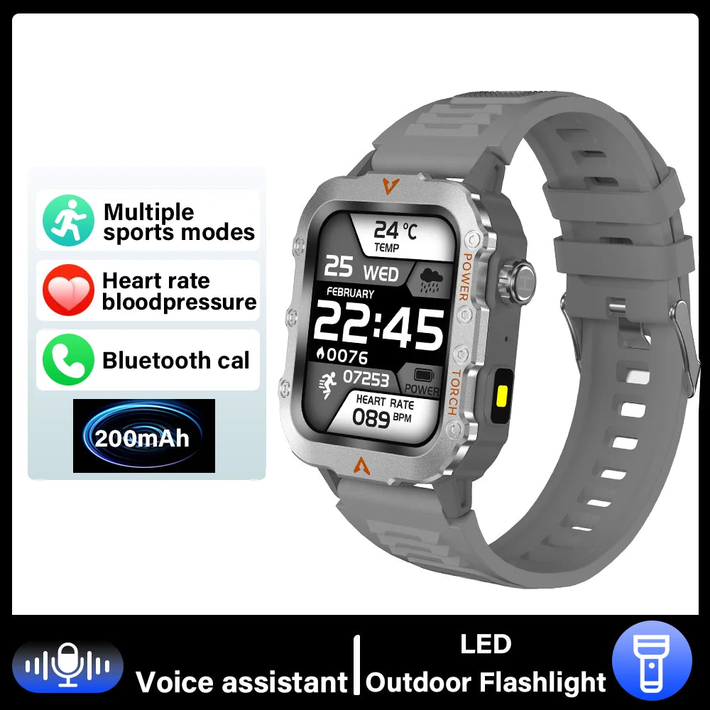 Outdoor Smartwatches For Huawei Xiaomi Connect Phone Men Flashlight Weather Distance Message Sport Tracker Bluetooth Smart Watch