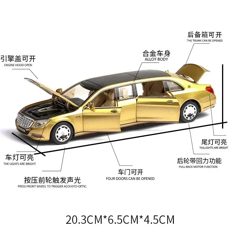 1:32 Mercedes-Benz Maybach S650 Alloy Car Model Children Toy Car Six-Door Extended Version Simulation Car Collection Gift A85