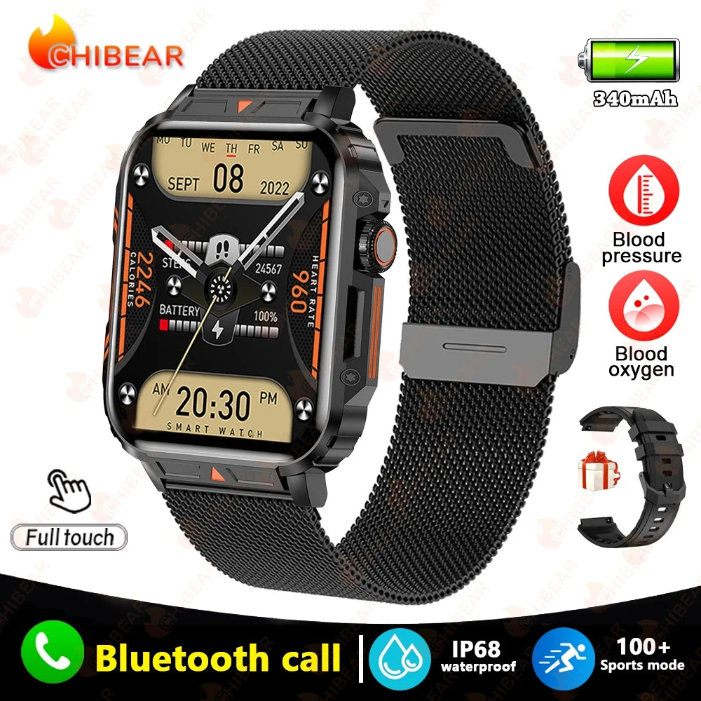 Military Outdoor GPS Sports Smart Watch Men 1.95 inch Heart Rate Blood Oxygen Bluetooth Call SmartWatches Men's For Android IOS